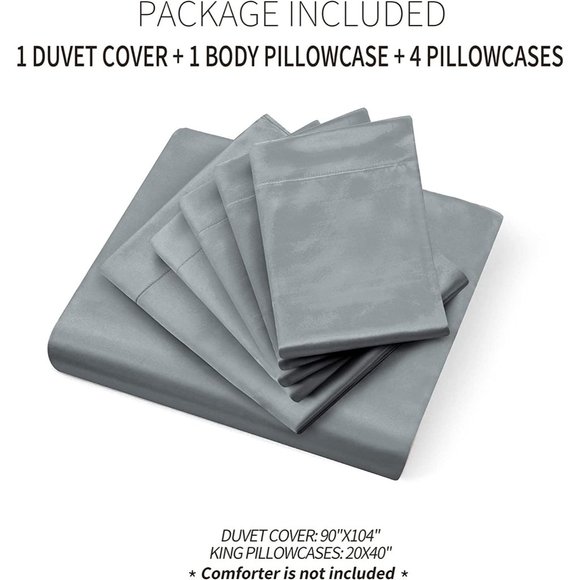 New  6 Pieces Satin Duvet Cover King Size Luxury Silky Bedding Duvet C… - Picture 8 of 15